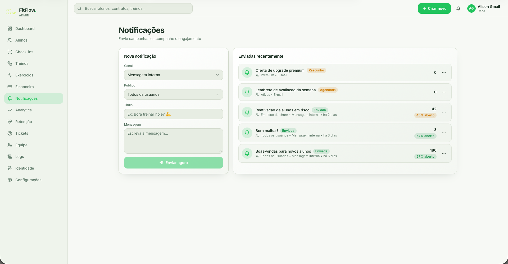 FitFlow — Notificações